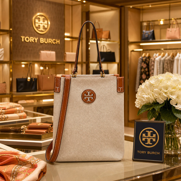 Tory Burch Handbags - Tory Burch Blake Canvas Bucket Bag – Natural & Classic Cuoio - NWOT